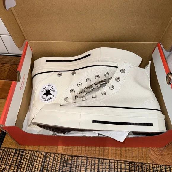 New Women's Converse Chuck 70 De Luxe Squared Hi Sneakers Egret White - A06436C - Picture 6 of 6